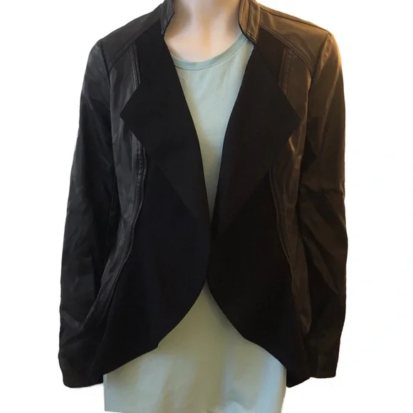 I.N.C M Vegan Black Leather Blazer Bikercore Jacket - Picture 7 of 7